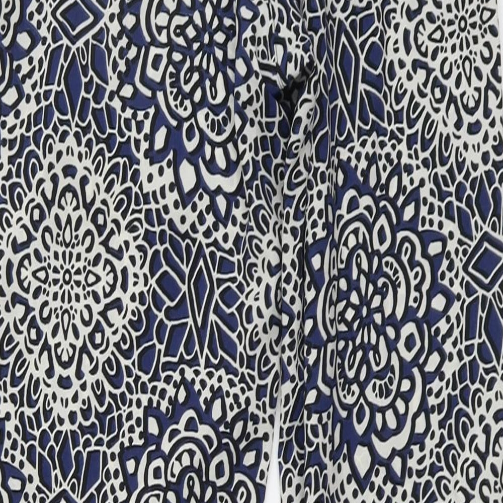 Topshop Womens Blue Geometric Polyester Jogger Trousers Size 8 L27 in Regular Drawstring