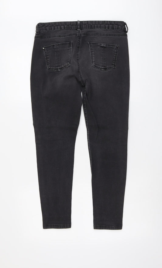 Dorothy Perkins Womens Grey Cotton Skinny Jeans Size 12 L26 in Regular Button