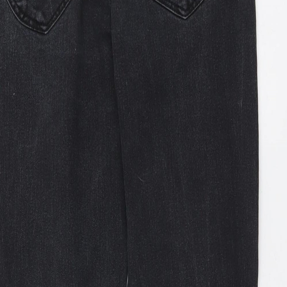 Denim & Co. Womens Grey Cotton Straight Jeans Size 10 L24 in Regular Button