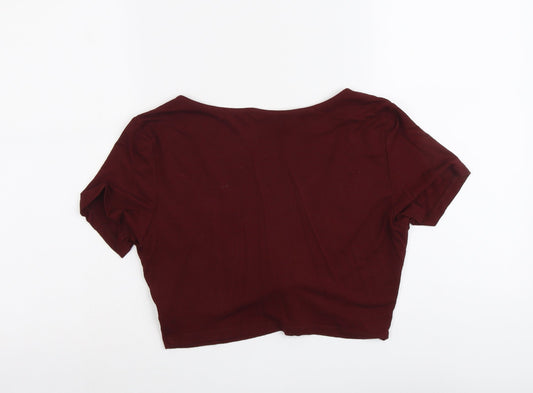Womens UK Size XL Pull&Bear Red Cropped T-Shirt