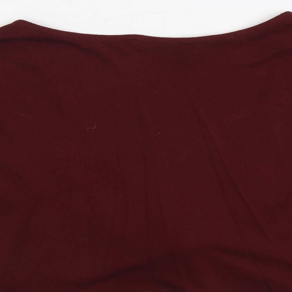 Womens UK Size XL Pull&Bear Red Cropped T-Shirt