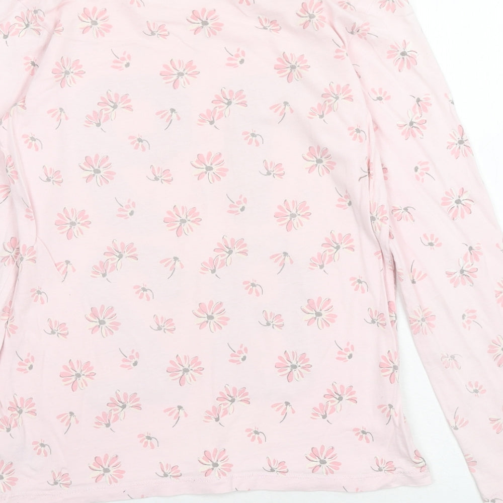 NEXT Girls Pink Floral Cotton Basic T-Shirt Size 12 Years Round Neck Pullover - 1982