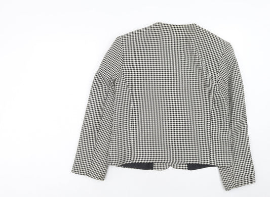 Marks and Spencer Womens Beige Geometric Polyester Jacket Blazer Size 14