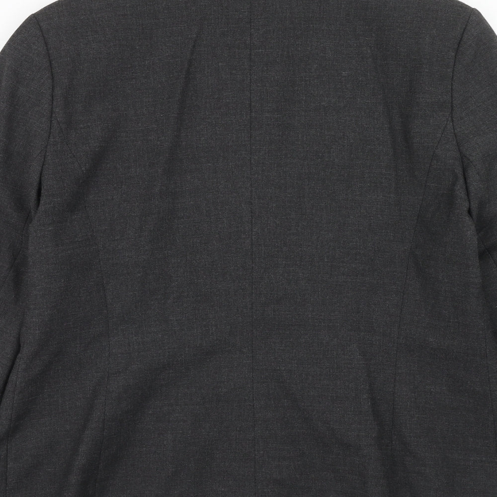 Outline Womens Grey Polyester Jacket Blazer Size 16 - Embroidered Floral Detail