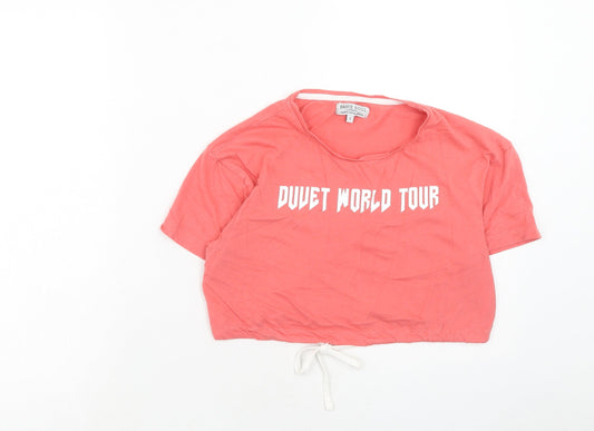 Womens UK Size S Brave Soul Pink Cropped T-Shirt