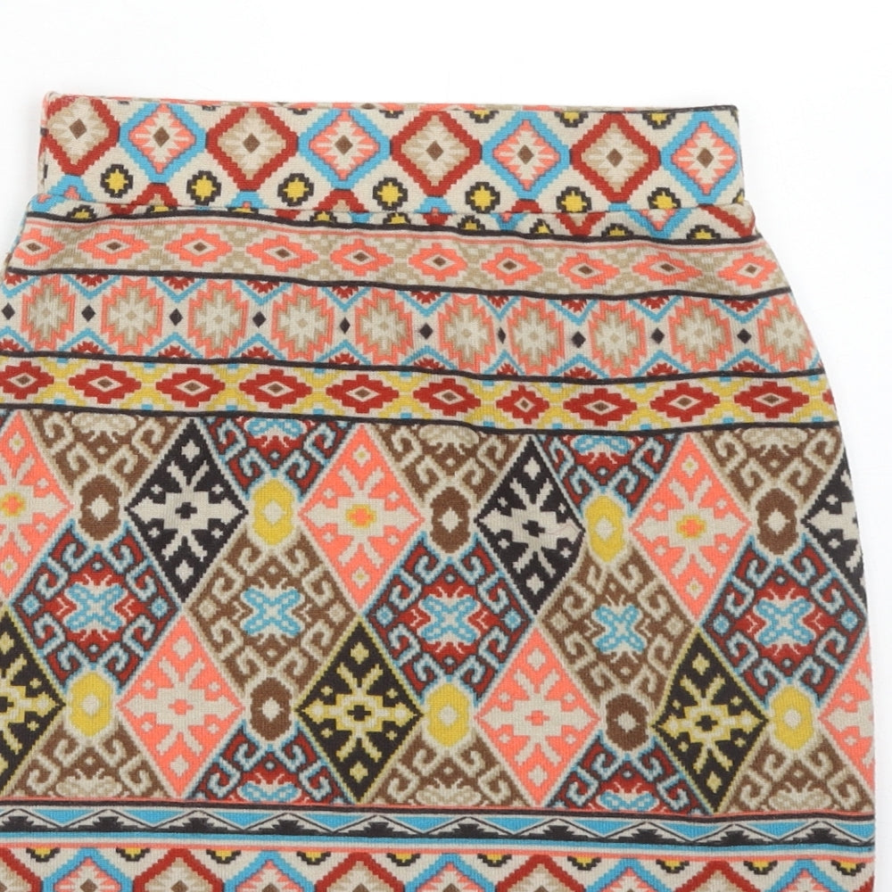 Miso Womens Multicoloured Geometric Polyester Bandage Skirt Size 8