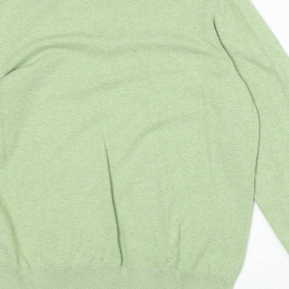Burton Mens Green V-Neck Cotton Pullover Jumper Size S Long Sleeve