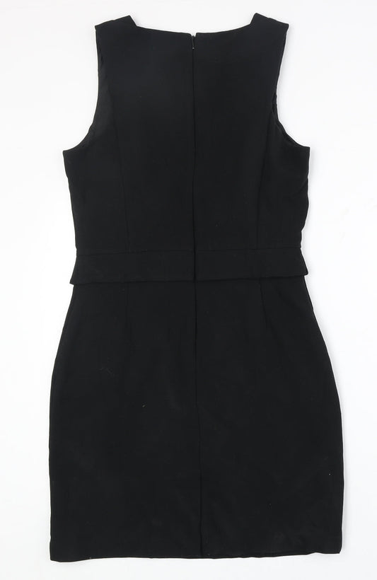 Mango Womens Black Polyester A-Line Size M Round Neck Zip