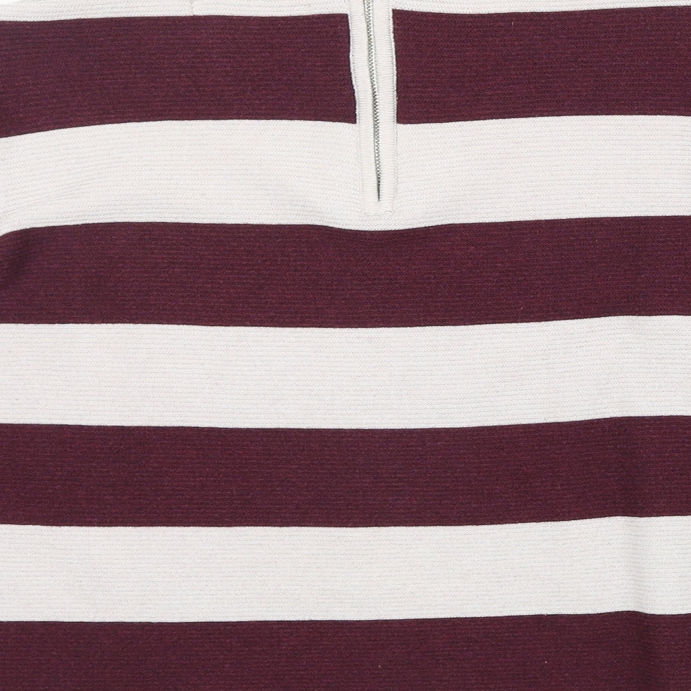 George Womens Red Round Neck Striped Polyester Pullover Jumper Size 12