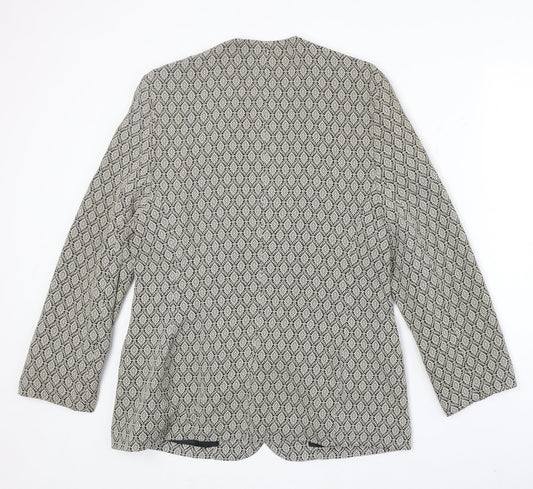 Debenhams Womens Beige Geometric Acetate Jacket Blazer Size 16