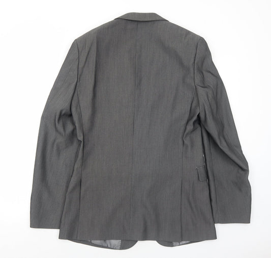 1860 Menswear Mens Grey Polyester Jacket Suit Jacket Size 38 Regular