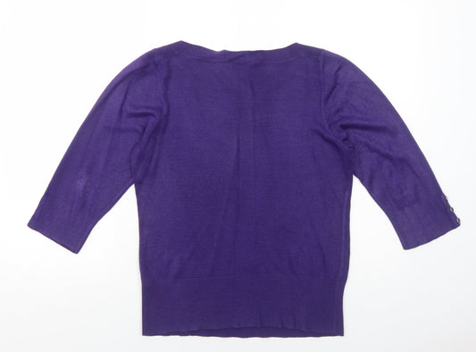 BHS Womens Purple Round Neck Acrylic Pullover Jumper Size 14