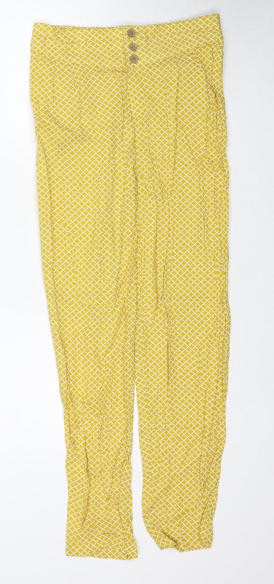 Womens UK Size 8 Marks and Spencer Regular Fit Yellow Trousers