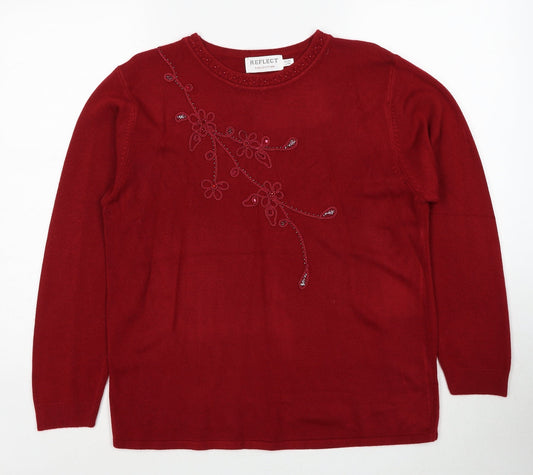 Womens UK Size L Reflect Red Pullover Jumper