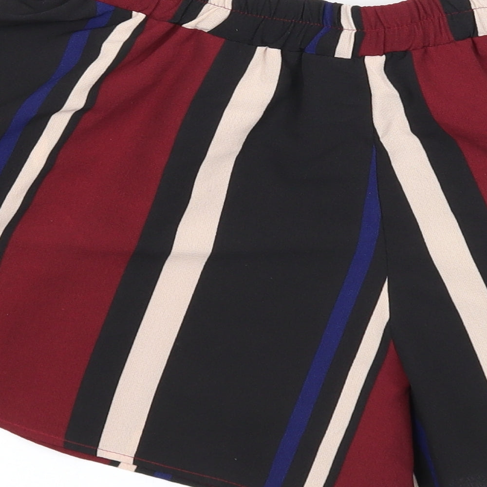 PRETTYLITTLETHING Womens Multicoloured Geometric Polyester Culotte Shorts Size 8 Regular Pull On