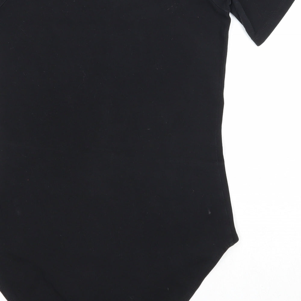 Miss Selfridge Womens Black Cotton Bodysuit One-Piece Size 10 Snap