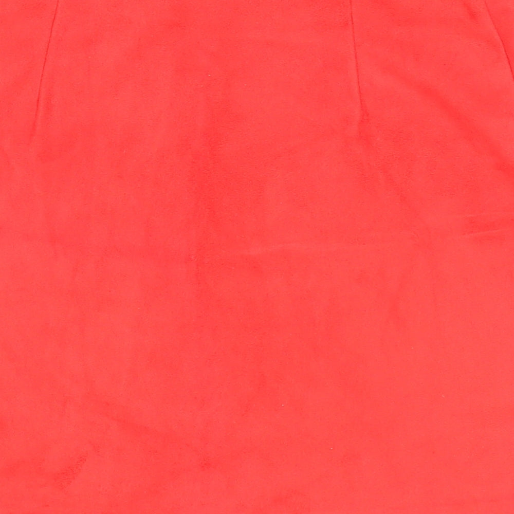 Primark Womens Red Polyester A-Line Skirt Size 8 Button