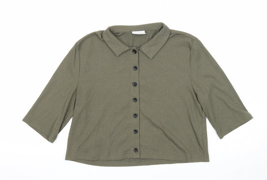 Womens UK Size S Noisy may Green Basic Button-Up