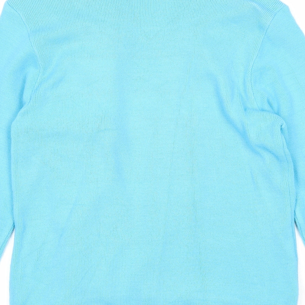 Womens UK Size 6 Pure & Natural Blue Cardigan Jumper