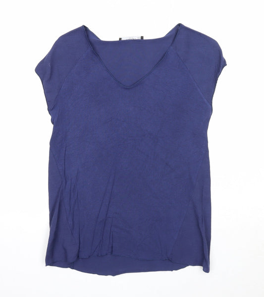 Womens UK Size XS Mango Blue Basic T-Shirt