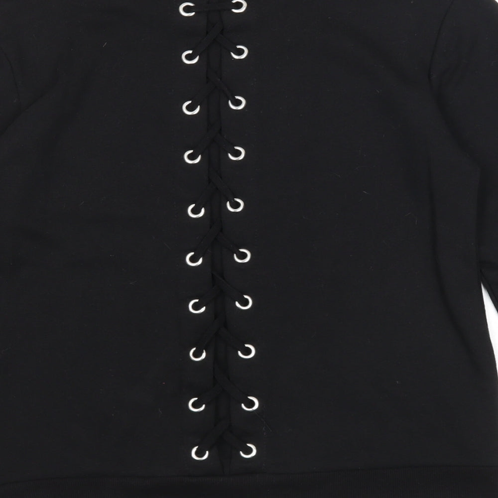 Peacocks Womens Black Polyester Pullover Sweatshirt Size 8 Pullover