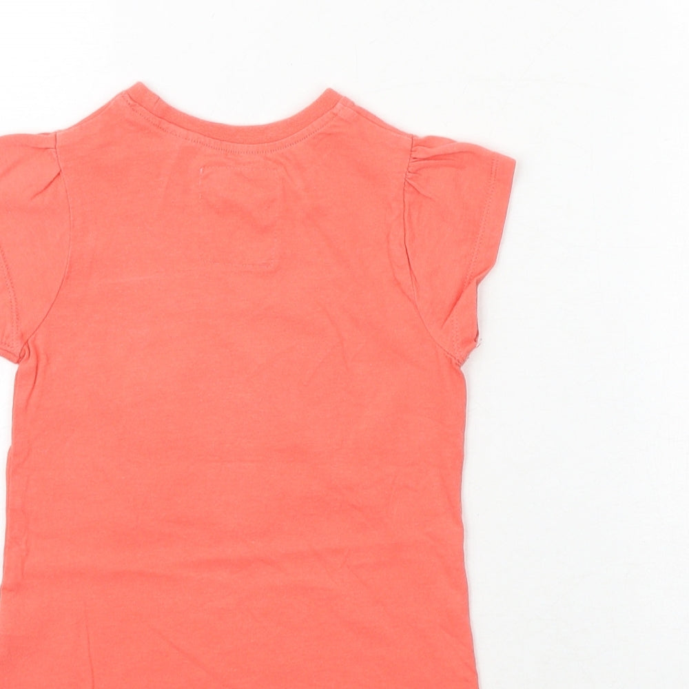 NEXT Girls Pink 100% Cotton Basic T-Shirt Size 2-3 Years Round Neck Pullover
