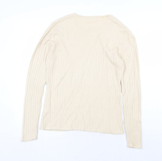 BHS Womens Beige Round Neck Acrylic Pullover Jumper Size 10 - Size 10/12