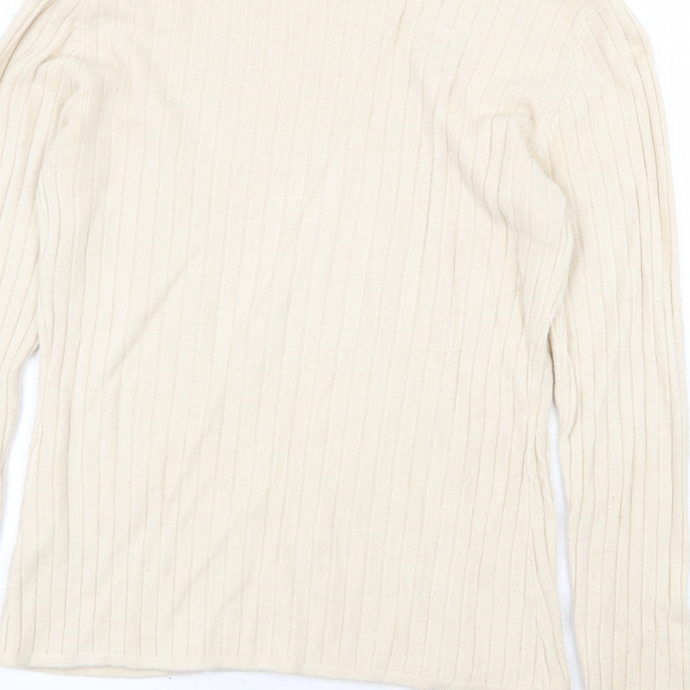 BHS Womens Beige Round Neck Acrylic Pullover Jumper Size 10 - Size 10/12