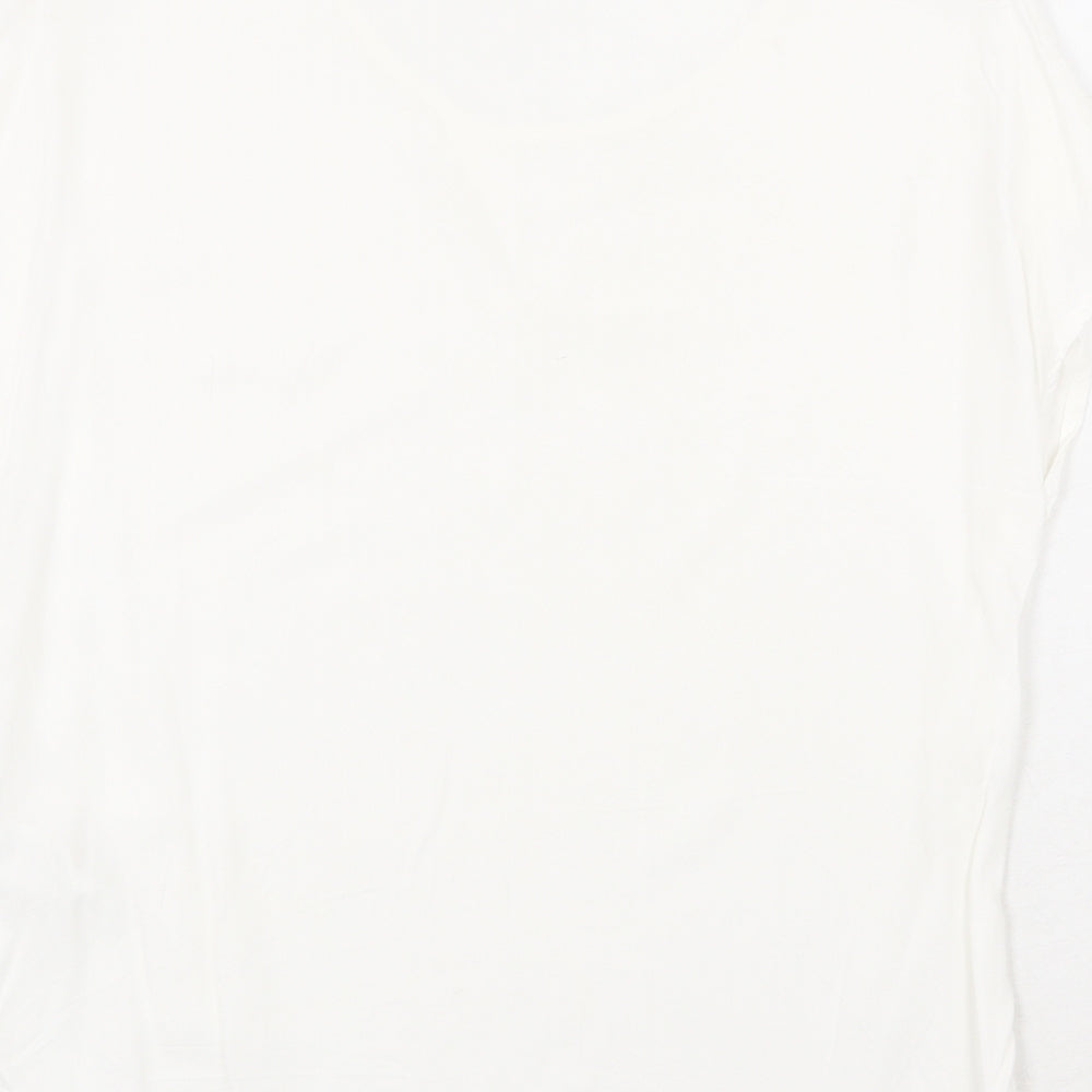 Primark Womens White Viscose Basic T-Shirt Size 6 Boat Neck