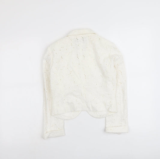 H&M Womens Ivory Floral Polyester Jacket Blazer Size 4