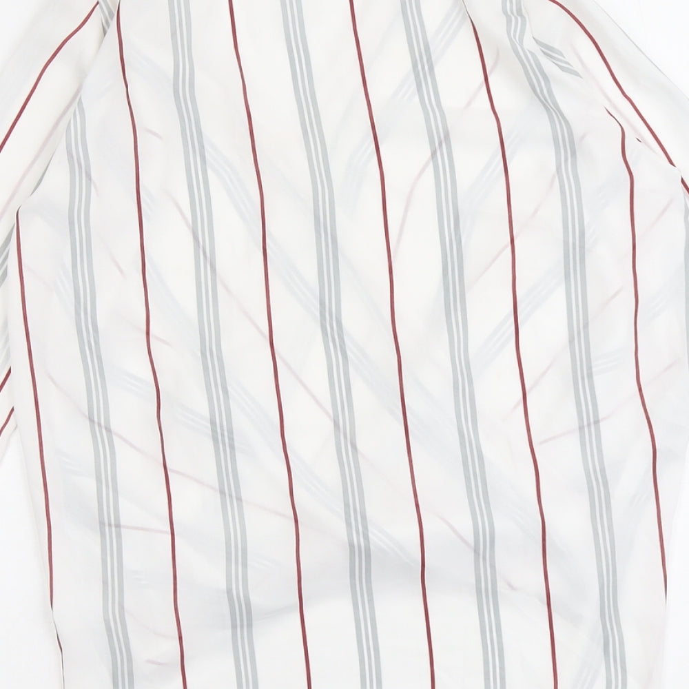 Atmosphere Womens White Striped Polyester Basic Blouse Size 10 V-Neck