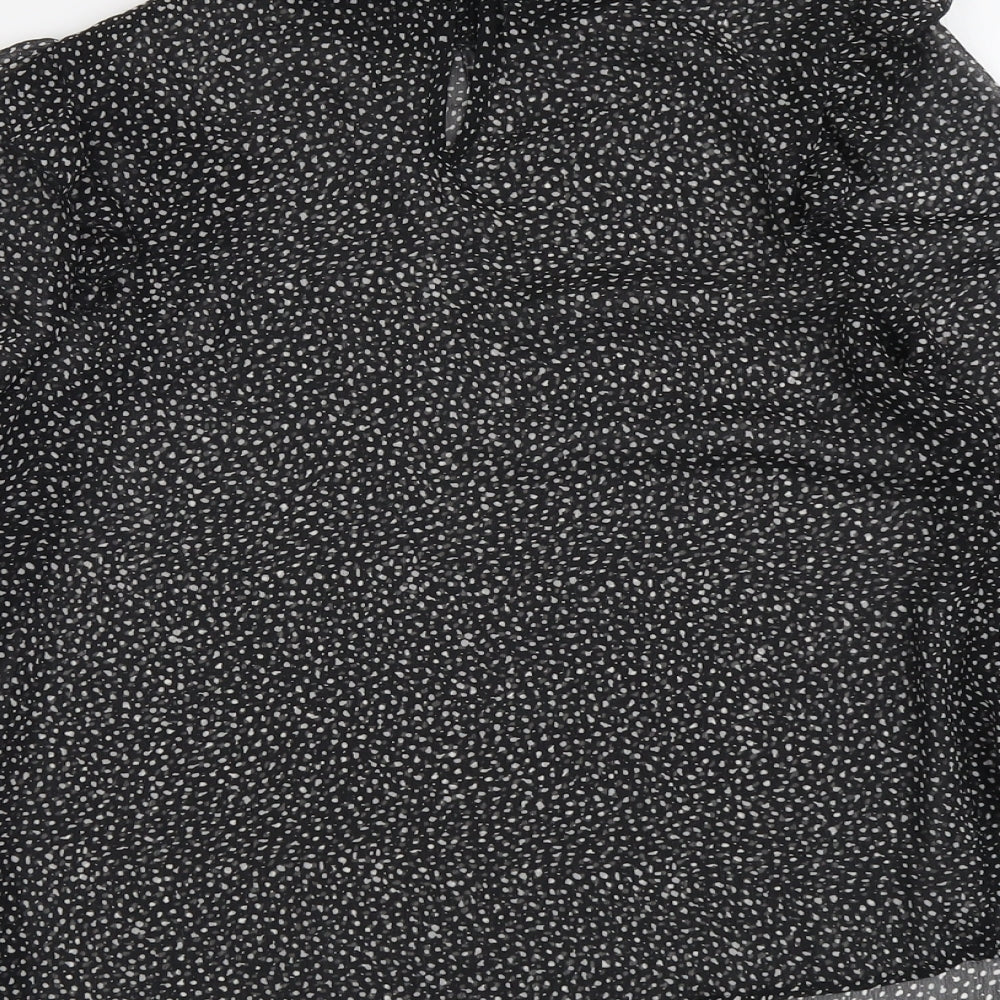 Papaya Womens Black Geometric Polyester Basic Blouse Size 10 High Neck