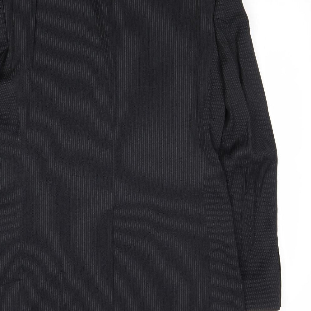 F&F Mens Black Striped Polyester Jacket Suit Jacket Size 36 Regular
