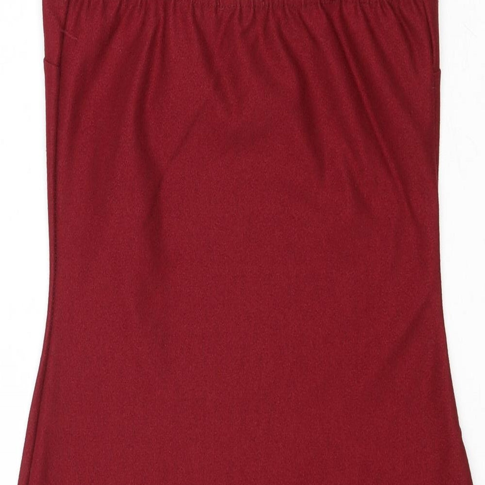 Boohoo Womens Red Polyester Slip Dress Size 10 V-Neck Pullover