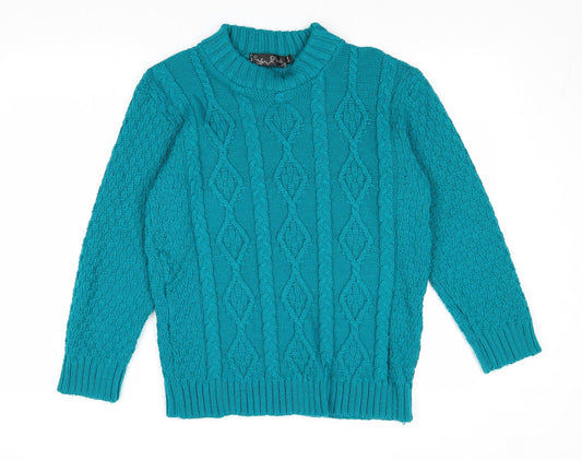 Womens UK Size S PINK Green Pullover Jumper