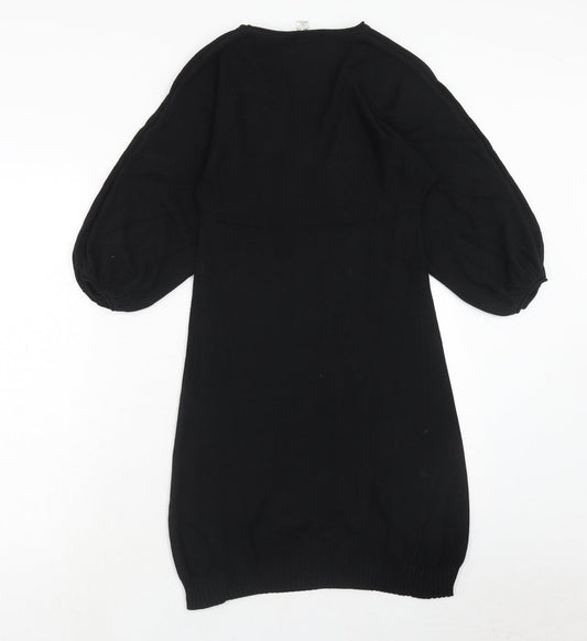 Mango Womens Black Acrylic A-Line Size S V-Neck Pullover