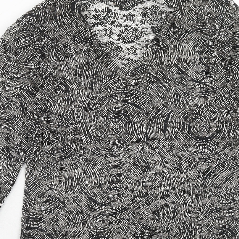 George Womens Black Geometric Polyester Basic Blouse Size 8 V-Neck