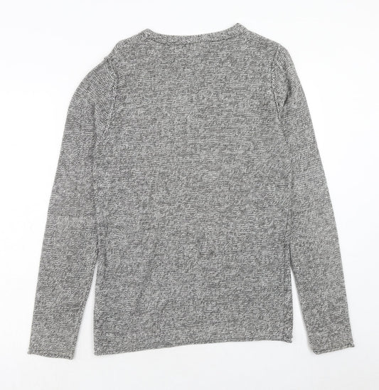 H&M Mens Grey Round Neck Cotton Pullover Jumper Size XS Long Sleeve