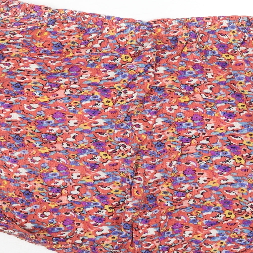 FOREVER 21 Womens Pink Floral Viscose Basic Blouse Size L Off the Shoulder