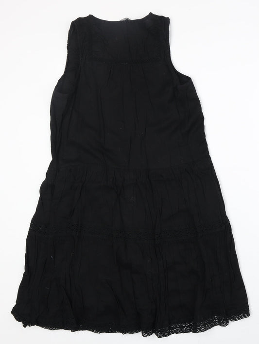 NEXT Womens Black 100% Cotton Trapeze & Swing Size 12 V-Neck Pullover