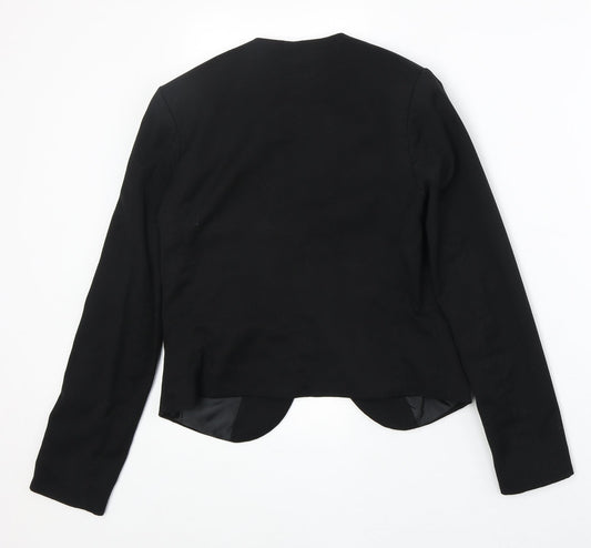 H&M Womens Black Polyester Jacket Blazer Size 8