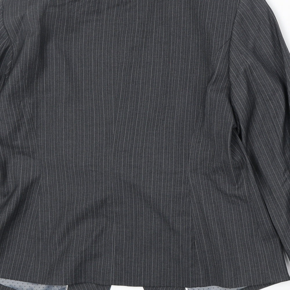 Marks and Spencer Womens Grey Striped Polyester Jacket Blazer Size 16
