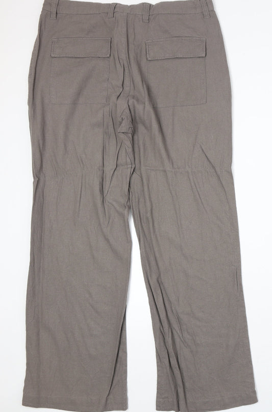 Avenue Womens Beige Linen Trousers Size 36 in Regular Zip
