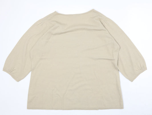 Womens UK Size 20 Note Beige Pullover Jumper