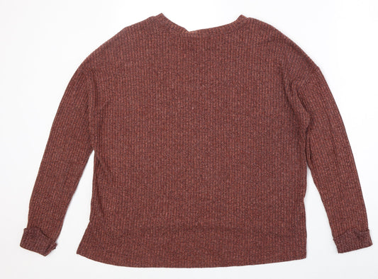 Primark Womens Orange Round Neck Acrylic Pullover Jumper Size M