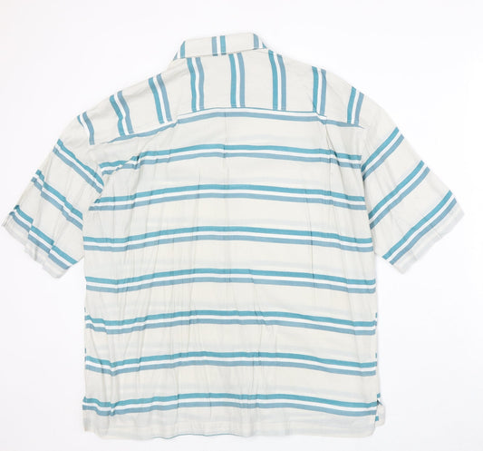 Mens UK Size M Menace Blue Button-Up Short Sleeve Casual Shirt
