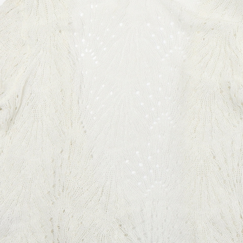 David Emanuel Womens Ivory V-Neck Acrylic Cardigan Jumper Size XS