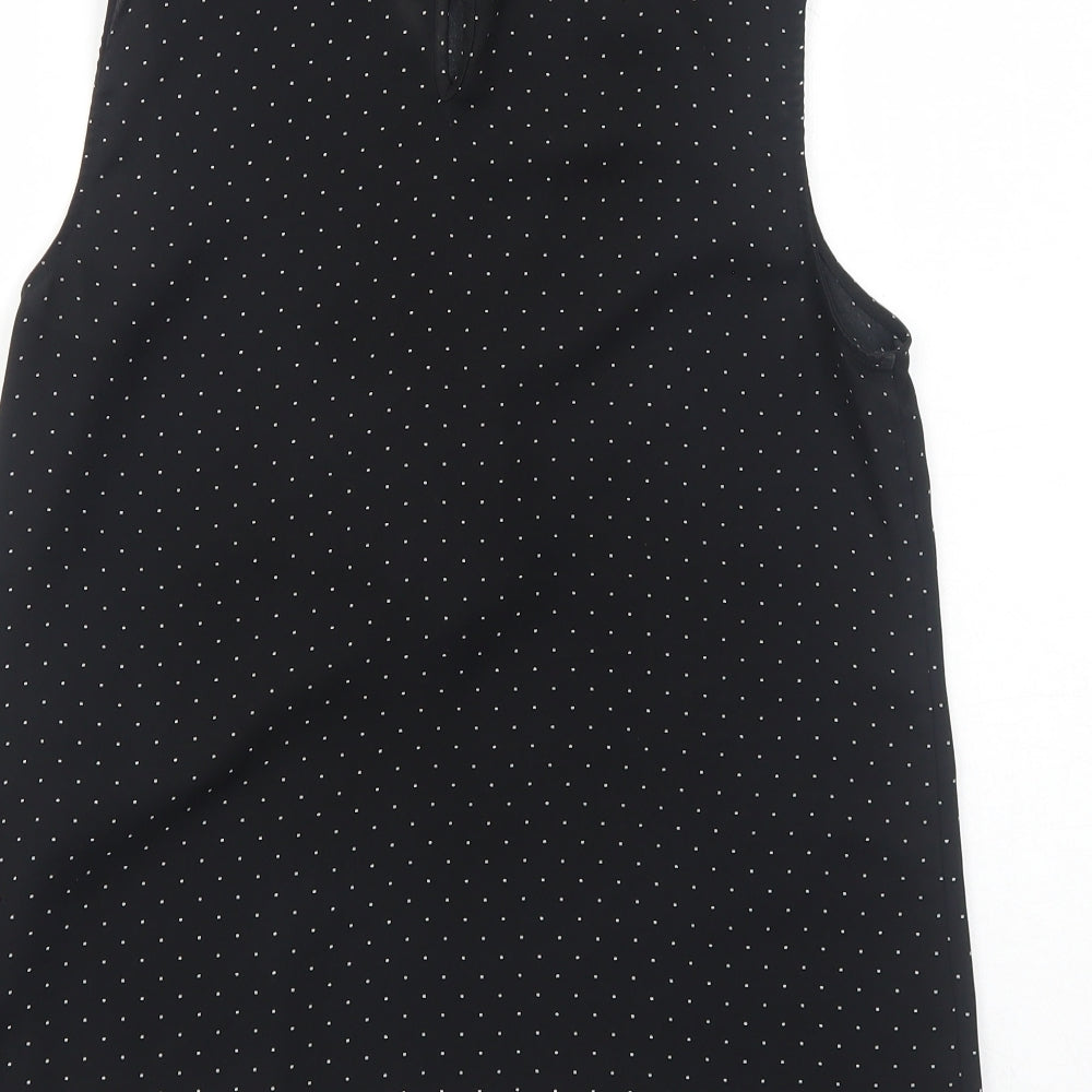 F&F Womens Black Polka Dot Polyester Basic Blouse Size 10 Round Neck