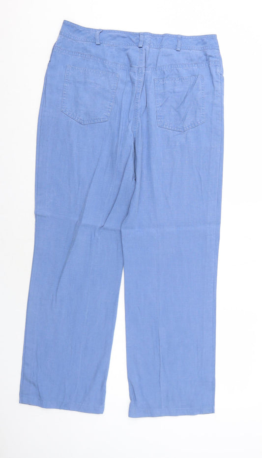 First Avenue Womens Blue Lyocell Trousers Size 16 Regular Zip