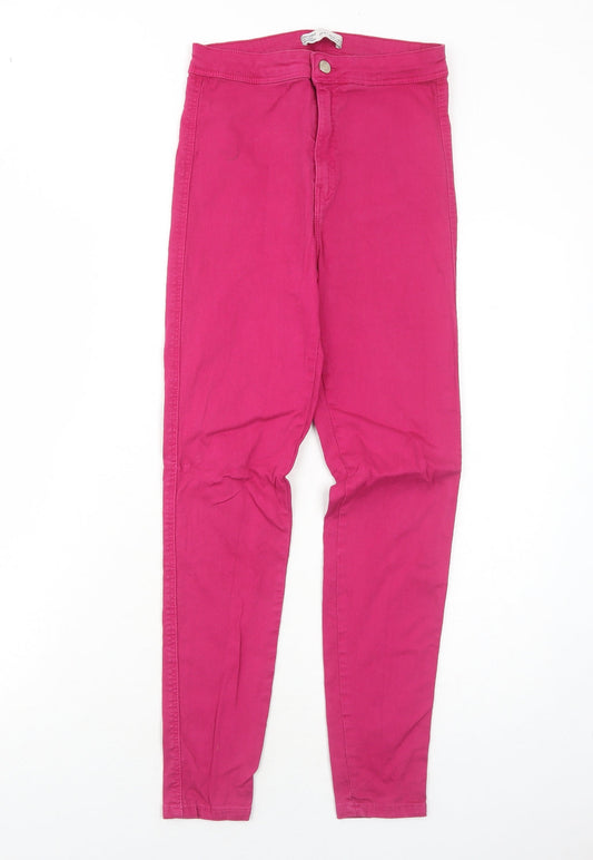 Womens UK Size 10 Bershka Regular Fit Skinny Pink Jeans